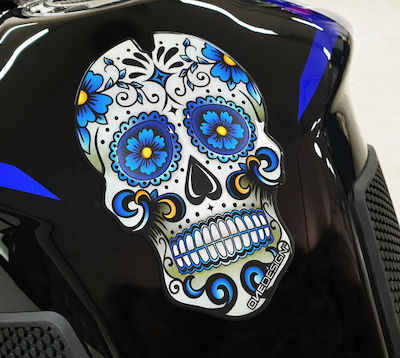 One Design Αυτοκόλλητο Προστατευτικό Ρεζερβουάρ Onedesign Blue Skull