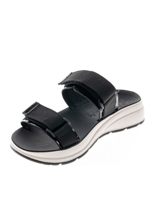 Adele Leather Women's Flat Sandals Anatomic in Black Color