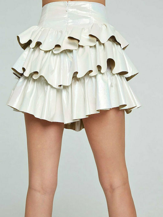 Aniye By Leather High Waist Mini Skirt in White color