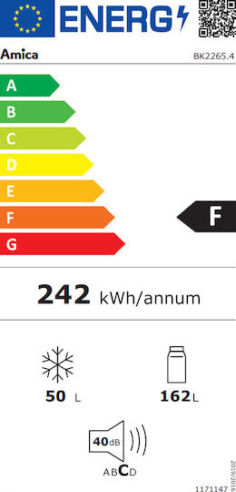 Εντοιχιζόμενος Ψυγειοκαταψύκτης 212lt Υ144xΠ54xΒ54εκ. Λευκός BK2265.4