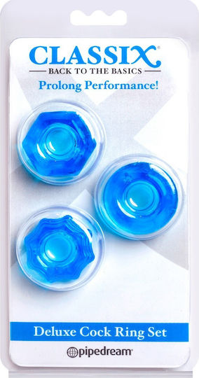 Pipedream Deluxe Cock Ring Set 3 Σετ Δαχτυλίδια Πέους Μπλε PD1999-14