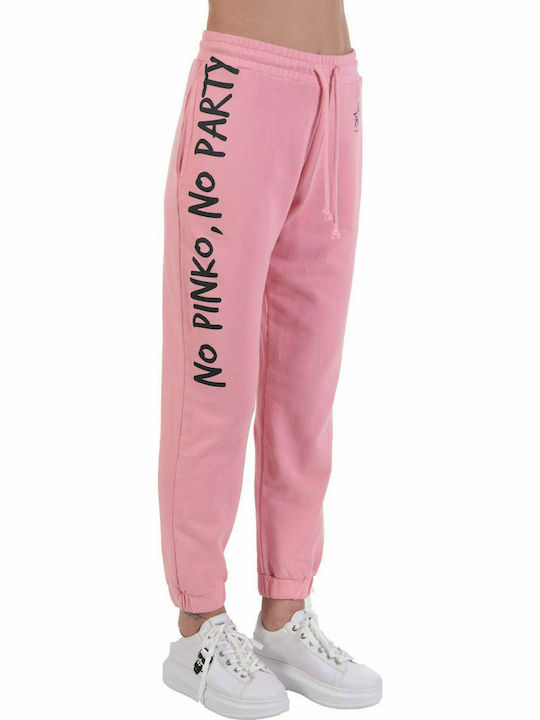 PINKO PANTALONI FORMA ENOLOGIA PANTALONI DE JOGGING PANTALONI CU TALIE ELASTICĂ LOGO PINKO NO PARTY POZ