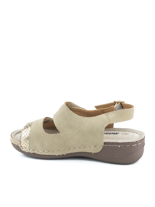 Antrin Thea 150 Women's Flat Sandals in Beige Color