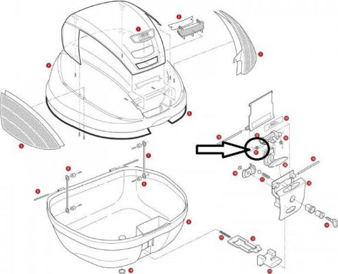 Givi Lock Housing for Ελατήριο Χειρολαβής για Βαλίτσα E52 Maxia GIVE52BSP02