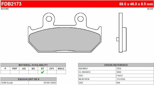Ferodo Motorcycle Brake Pads Eco Friction Suzuki AN-650 BURGMAN 03-09 for Vespa SS