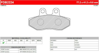 Ferodo Plăcuțe de frână pentru motociclete Înainte Eco Friction Yamaha Cygnus X 125 2004-2011