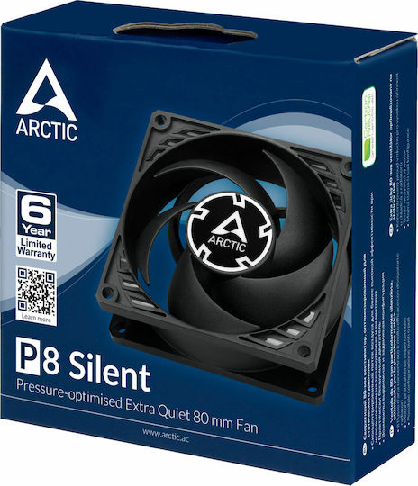 Arctic P8 Silent Case Fan 80mm 1600rpm 15.6cfm Without LED Lighting and 3-Pin Connection