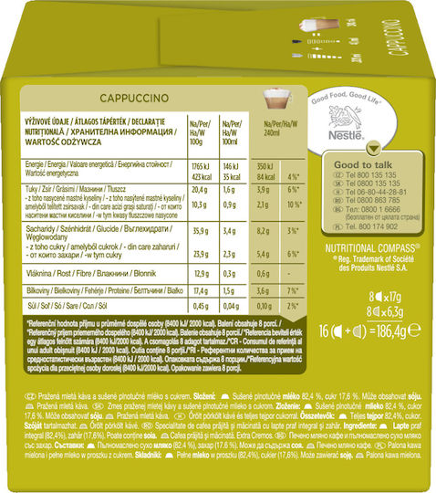 Nescafe Capsules Cappuccino Compatible with Machine Dolce Gusto 16caps,tobolek