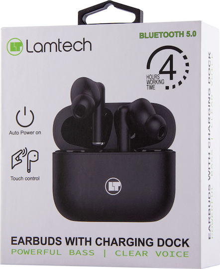 Lamtech LAM021837 In ear Bluetooth хендсфри Слушалки с Кутийка за Зареждане Черен