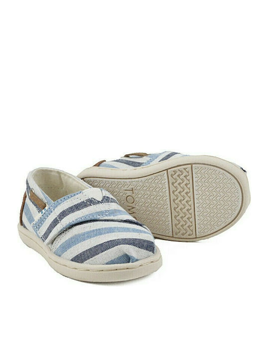 Toms Kids Espradrilles with Hoop & Loop Closure Light Blue Tiny Bimini Cord Stripe