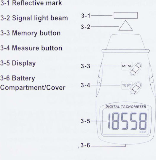 DT-2234C+ Digital Laser Beam Tachometer 011035