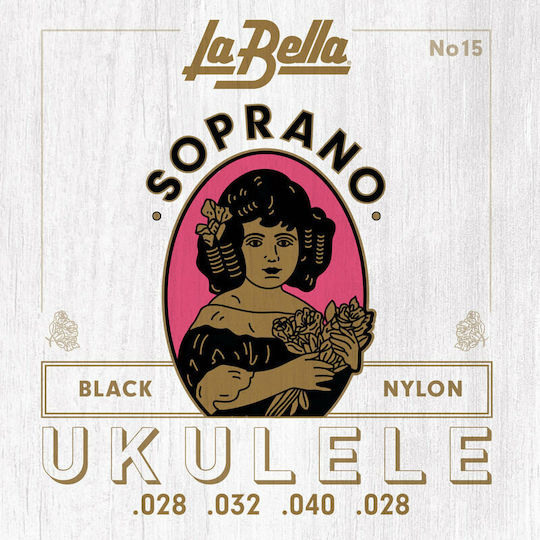 La Bella Σετ Nylon Χορδών 28 - 40" για Γιουκαλίλι Soprano No.15 Black Nylon