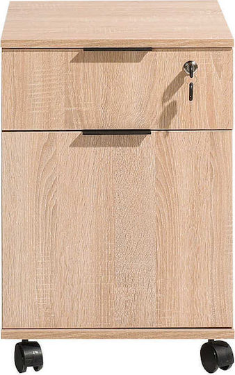 Office Storage Drawer Wooden with Wheels and Lock Sonoma 41x41x61cm