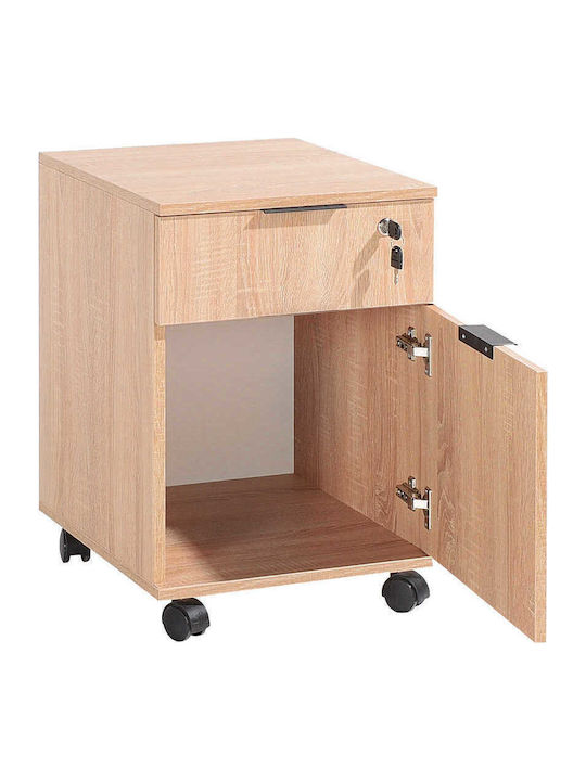 Office Storage Chipboard Drawer with Wheels, Lock & 2 Drawers Sonoma L41xW41xH61cm
