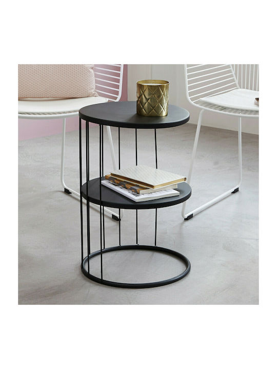 Round Side Table Kobu Black L36xW36xH52cm