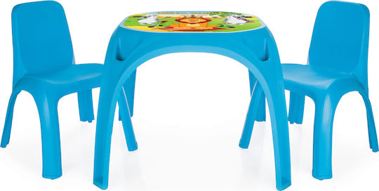 Set Masă cu Scaune pentru Copii din Plastic Albastru Pilsan