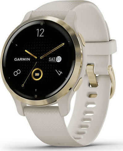 Garmin Venu 2S Edelstahl 40mm Wasserdicht Smartwatch mit Pulsmesser (Light Gold / Light Sand)