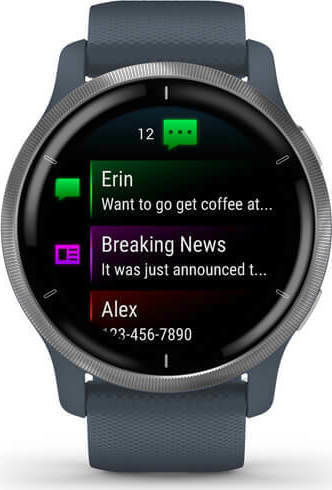 Garmin Venu 2 Stainless Steel 45mm Waterproof Smartwatch with Heart Rate Monitor (Silver / Granite)