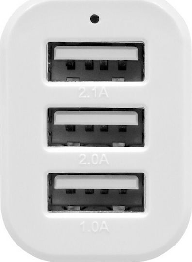 GloboStar Auto-Ladegerät 20W 3.1A mit Anschlüssen: 3xUSB mit Kabel Typ-C,TC-TC Rosa Farbe