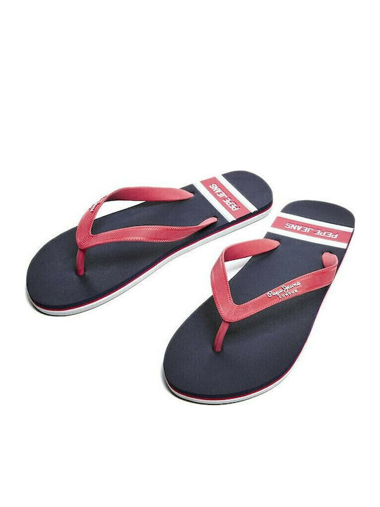 Bay Beach Man Navy Men's Flip Flops Red