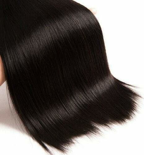 Bioshev Professional Haarteile mit Clip mit Echthaar in Schwarz Farbe 50cm 1.0