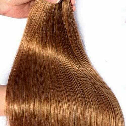Bioshev Professional Haarteile mit Clip mit Echthaar in Dunkelheit Blond Farbe 50cm 6.0