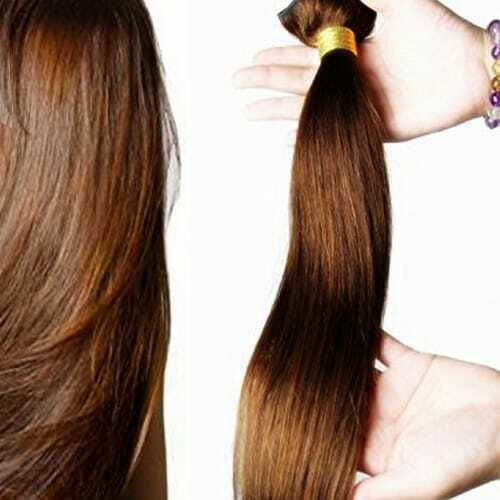 Bioshev Professional Haarteile mit Clip mit Echthaar in Kastanie Farbe 50cm 4.0