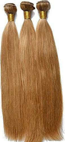 Bioshev Professional Haarteile mit Clip mit Echthaar in Licht Blond Farbe 50cm 8.0