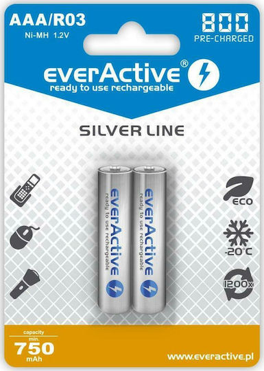 EverActive Silver Line Wiederaufladbare Batterien AAA Ni-MH 800mAh 1.2V 2Stück