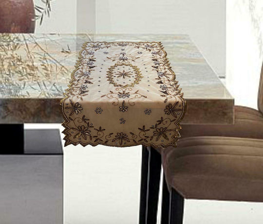 Linea Home Tischdecken Set 4Stücke Anaisha mit Stickerei Beiges 100x100cm