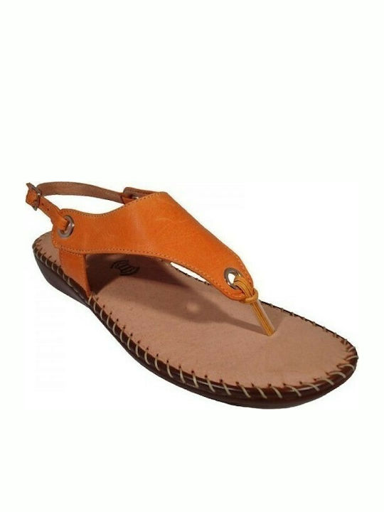 Boxer Leather Women's Flat Sandals Anatomic In Orange Colour