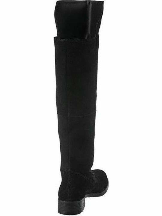 Suede Over the Knee Women's Boots Black