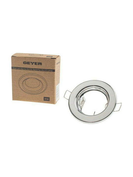 Geyer Στρογγυλό Μεταλλικό Πλαίσιο για Σποτ GU10 Ασημί 8x8εκ. 1τμχ