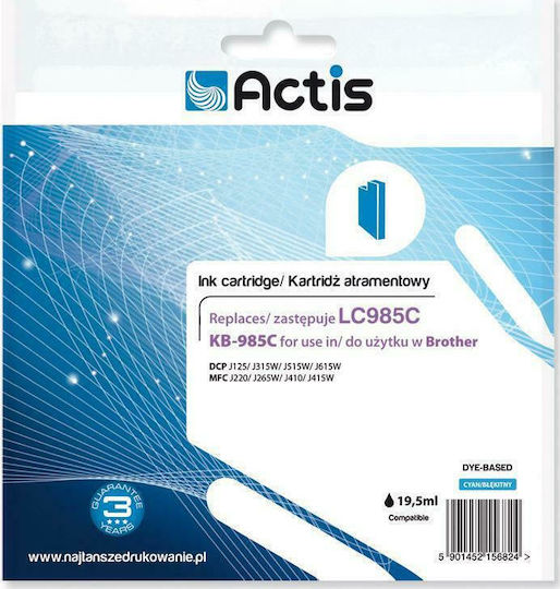Actis Συμβατό Μελάνι Εκτυπωτή InkJet Brother LC985C 19.5ml Κυανό 1τμχ