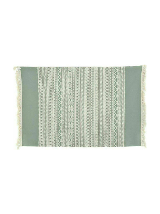 Iliadis Rug Rectangular Cotton with Fringes Green / Cream