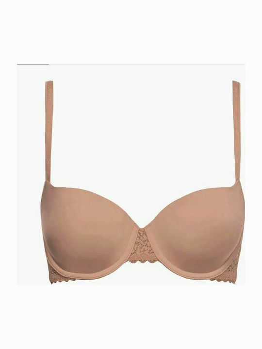 Balconette Beige Σουτιέν mit leichter Polsterung mit Bügel