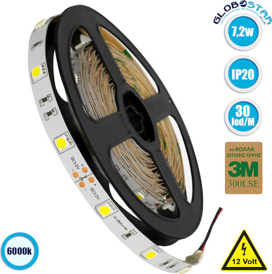 GloboStar LED Лента 12V Студено бяло Светлина 5м Тип SMD5050