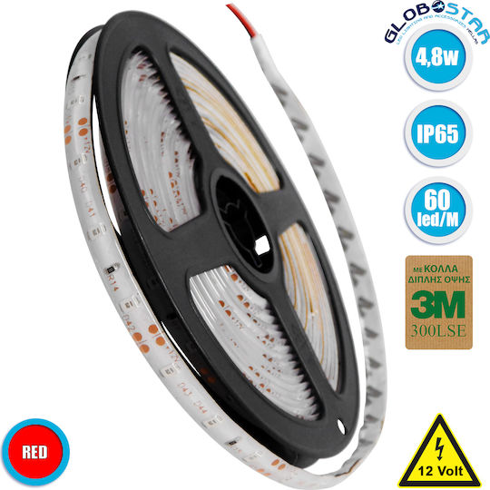 GloboStar Αδιάβροχη Ταινία LED 12V Κόκκινο Φως 5m Τύπου SMD3528