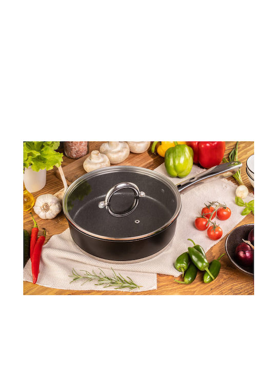 Edenberg Pan With Lid made of Aluminum with Stone Coating Black 24cm