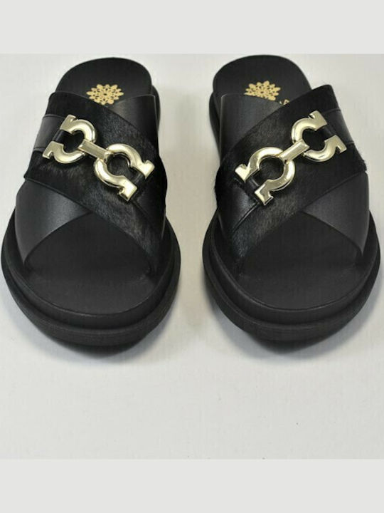 Leather Women's Flat Sandals Anatomic Flatforms in Black Color