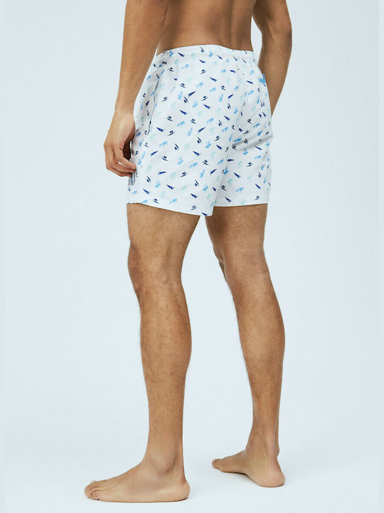 Pepe Jeans Samuel Men's Swimwear Shorts White with Patterns