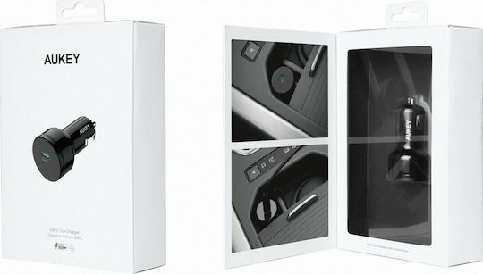 Aukey CC-Y13 Autoladegerät 45W 3A mit einer Buchse 1xType-C Schwarze Farbe