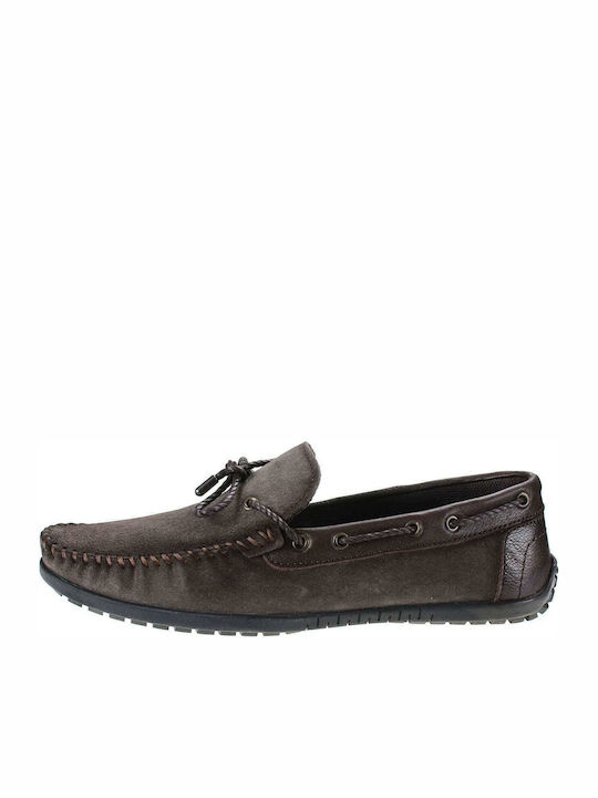 Boxer Men's Suede Boat Shoes Brown