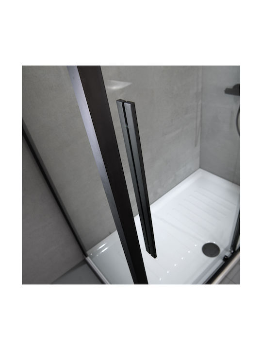 Devon Flow Slider Feste Seite für Dusche 87-89x195cm Sauberes Glas Schwarz Matt