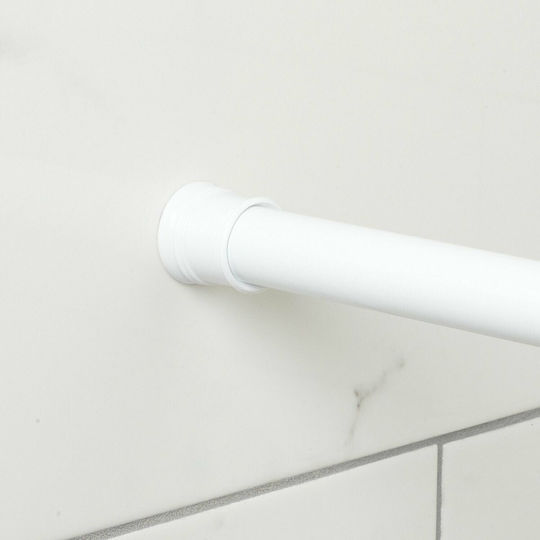 Viosarp Pliere Bară de Perdea de Duș Drepti Stabilă Plastic Albă 146-260εκ.