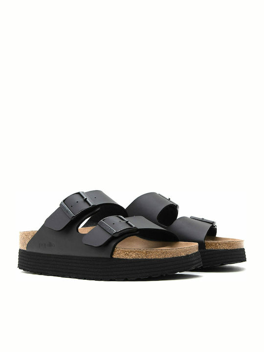 Arizona Grooved Birko-Flor Sandale Casual Damă Anatomici Flatforme Negre Fit Îngustă