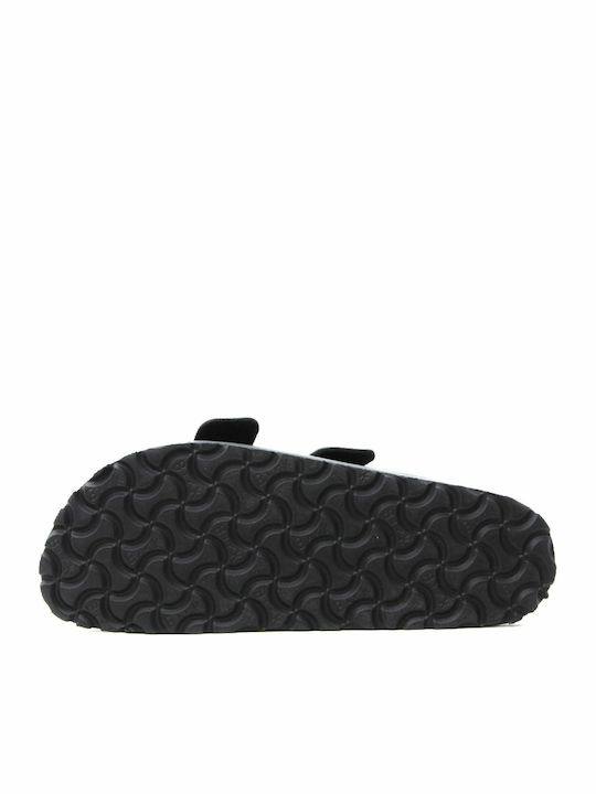 Arizona Grooved Birko-Flor Sandale Casual Damă Anatomici Flatforme Negre Fit Îngustă