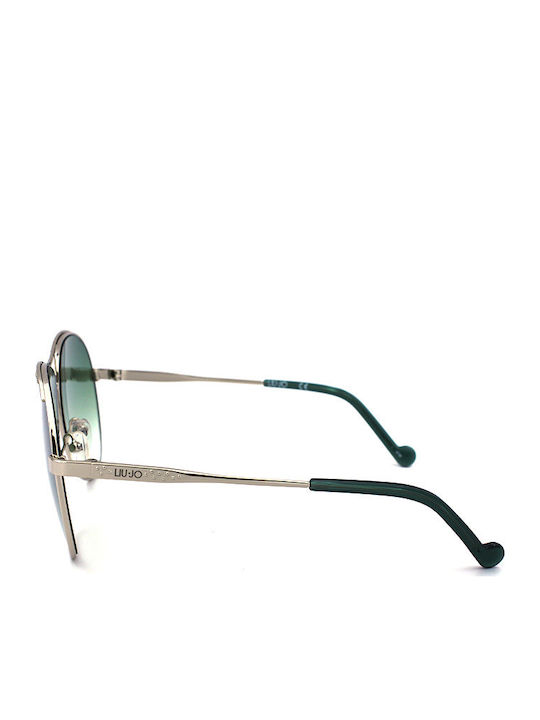 Liu Jo Women's Sunglasses with Silver Metal Frame and Green Gradient Lens