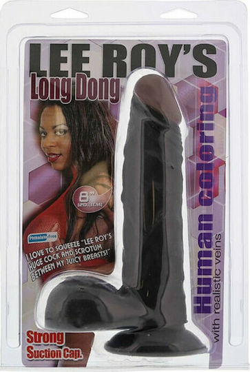 Nanma Lee Roys Long Dong Dildo Ρεαλιστικό Dildo με Όρχεις και Βεντούζα Black 20cm