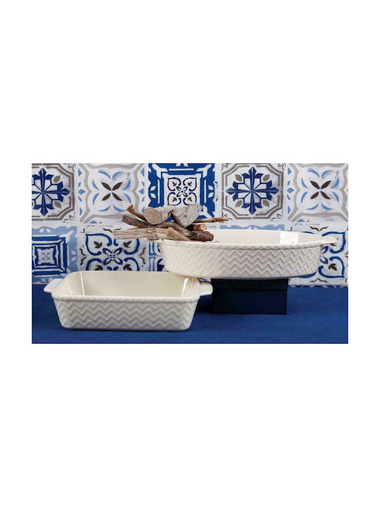 Cryspo Trio Zik-Zak Οβάλ Πυρίμαχο Σκεύος Κεραμικό 36x22x8cm Κρεμ